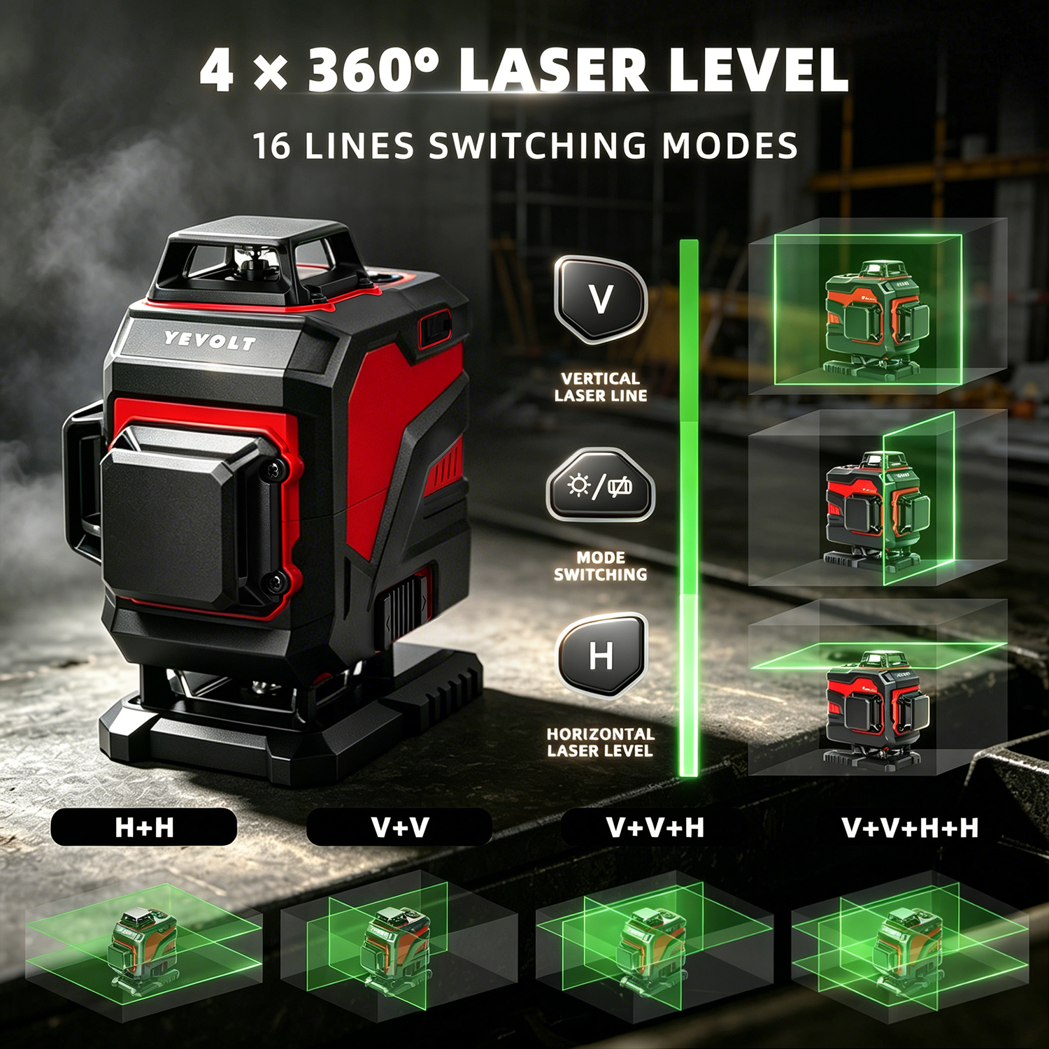 YEVOLT YVGLL4XS16 16 Lines 4-P - Power Tools That Are Green ulasan dan harga